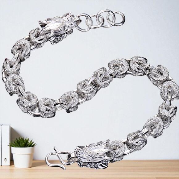 Dragon Scale Byzantine faucet dragon 925 Sterling Silver bracelet 8inches Heavy - Picture 3 of 8